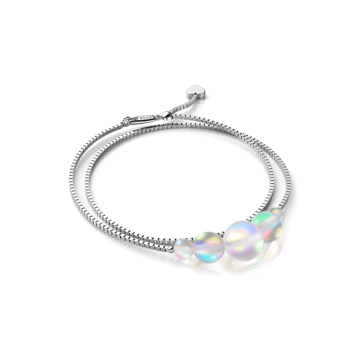 Regenbogenweiß | 925 Sterlingsilber | Fußkettchen mit Meerjungfrau-Glas-Unendlichkeitsverschluss